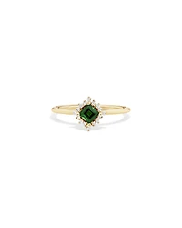 Ring with Green Tourmaline & Diamonds in 10kt Yellow Gold