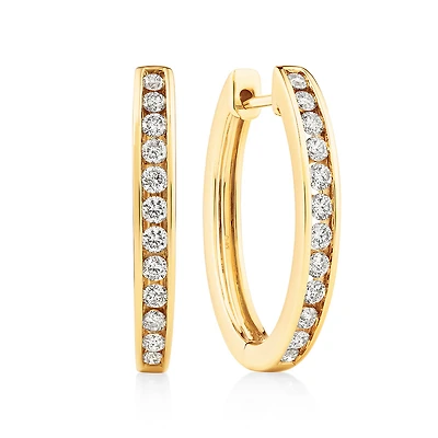 Huggie Earrings with 0.50 Carat TW of Diamonds 10kt Yellow Gold