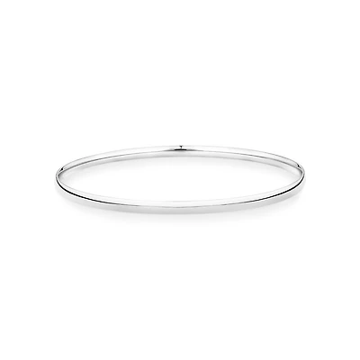 3.5mm Wide Solid Round Bangle in 10kt White Gold