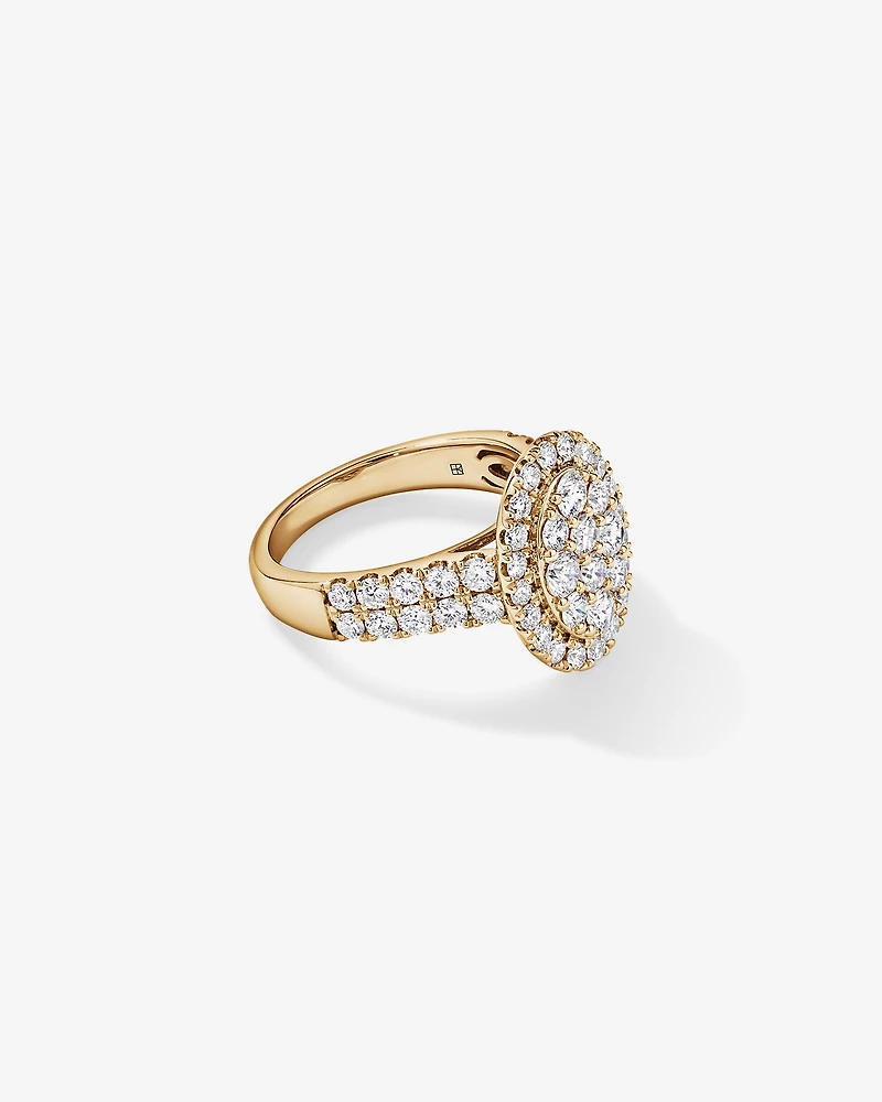 2.00TW Round Brilliant Laboratory-Grown Diamond Cluster Ring 10kt Yellow Gold