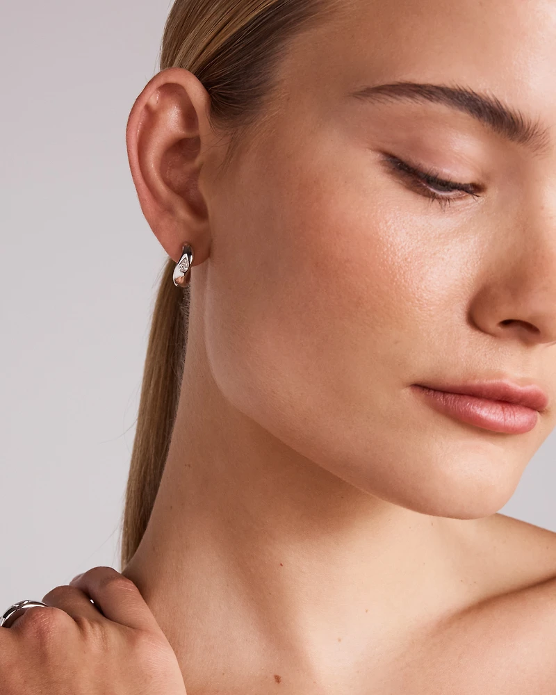 0.20 Carat TW Laboratory-Grown Pear Diamond Hoop Earrings in Sterling Silver