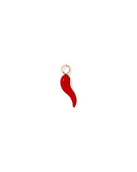 Red Cornicello Single Earring Charm in 10kt Yellow Gold