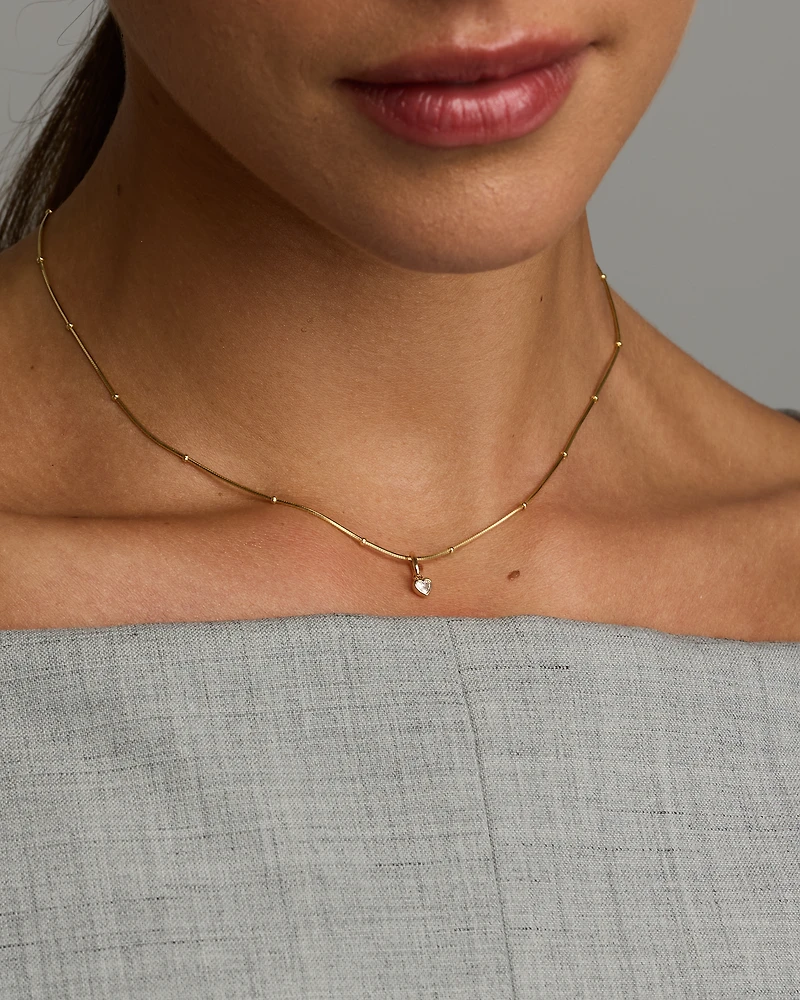 0.07 Carat TW Laboratory-Grown Diamond Heart Pendant  in 10kt Yellow Gold