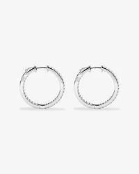 30mm Cubic Zirconia Huggie Hoop Earrings in Sterling Silver