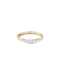 0.15 Carat TW Three Stone Round Brilliant and Oval Cut Diamond Promise Ring in 10kt Yellow and White Gold