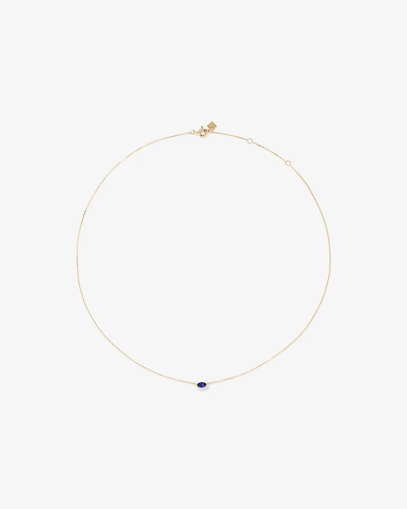 East West Marquise-Cut Created Sapphire Necklace in 10kt Yellow Gold