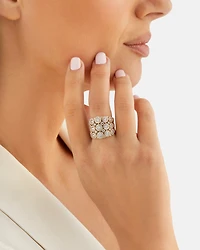 Bague à bulles à 3 rangs en or jaune 14 K avec diamants totalisant 3 ct