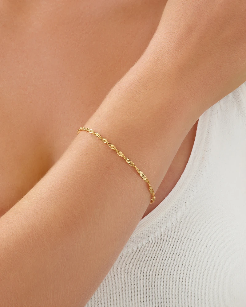 19cm (7.5") Singapore Bracelet in 10kt Yellow Gold