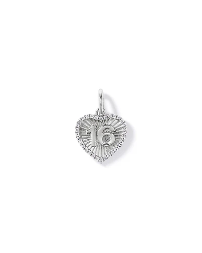 16 Sunray Heart Pendant with Cubic Zirconia in Sterling Silver