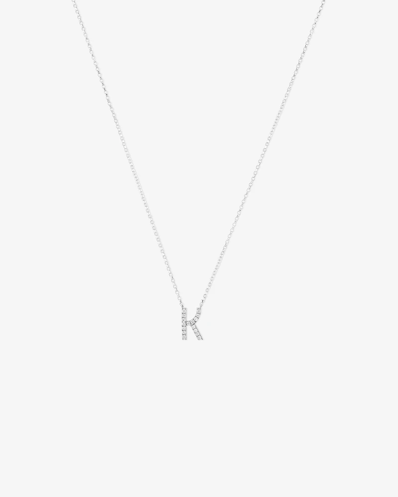 Collier à initiale « K » en or blanc 10 K avec diamants totalisant 0,10 ct