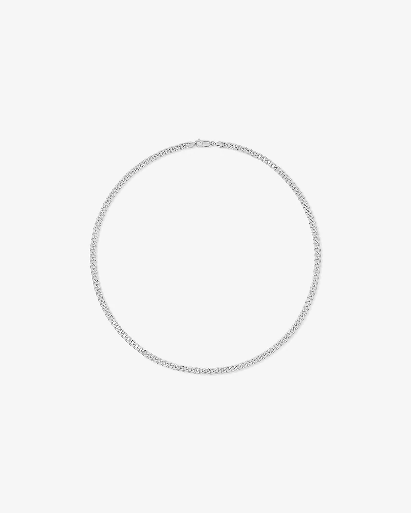 55cm (22") 5.5mm Width Semi Solid Diamond Cut Curb Chain in 10kt White Gold