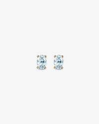 Oval Aquamarine Stud Earrings in 10kt Yellow Gold