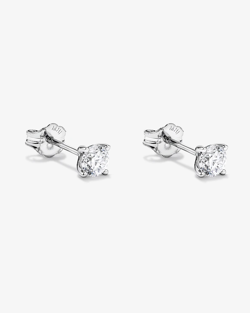 Boucles d’oreilles diamant Solitaire Lab 0.65TW en or blanc 10 carats