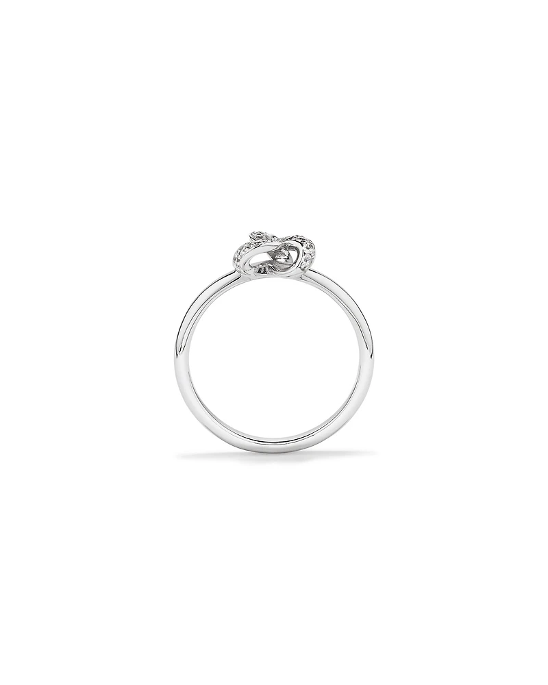 Cubic Zirconia Knot Split Band Ring in Sterling Silver