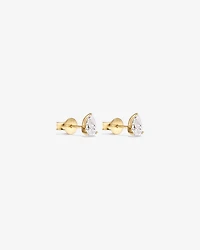 1.00 Carat TW Pear Cut Laboratory-Grown Diamond Solitaire Stud Earrings in 10kt Yellow Gold