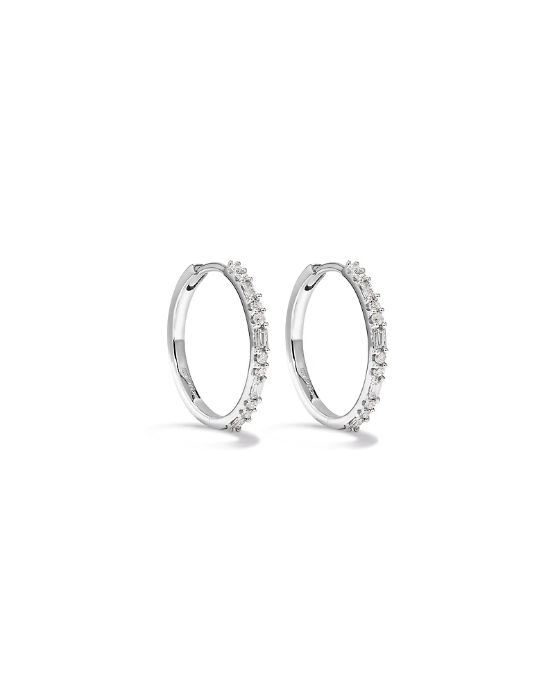 0.25 Carat TW Diamond Dot Dash Hoop Earrings in 10kt White Gold