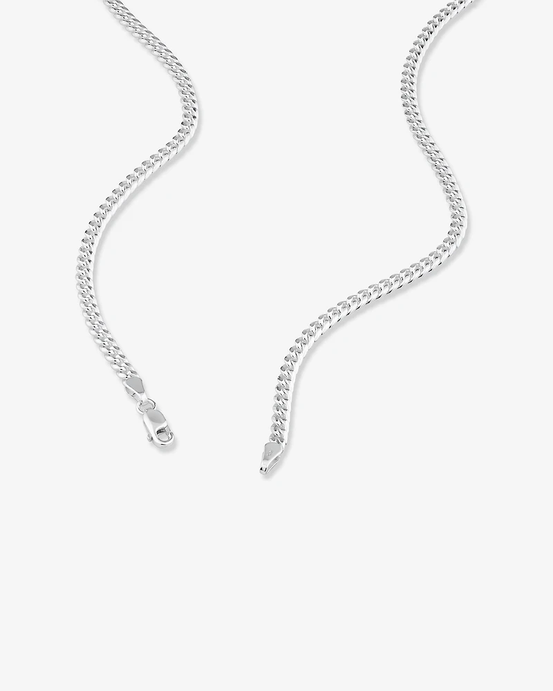 Chaîne à maillons gourmette en argent sterling de 55 cm, largeur de 3,5 mm Miami