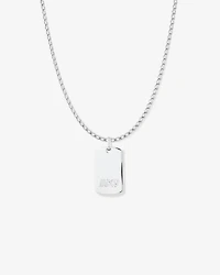 Plaque d'identification gravée INXS avec chaîne en argent sterling recyclé