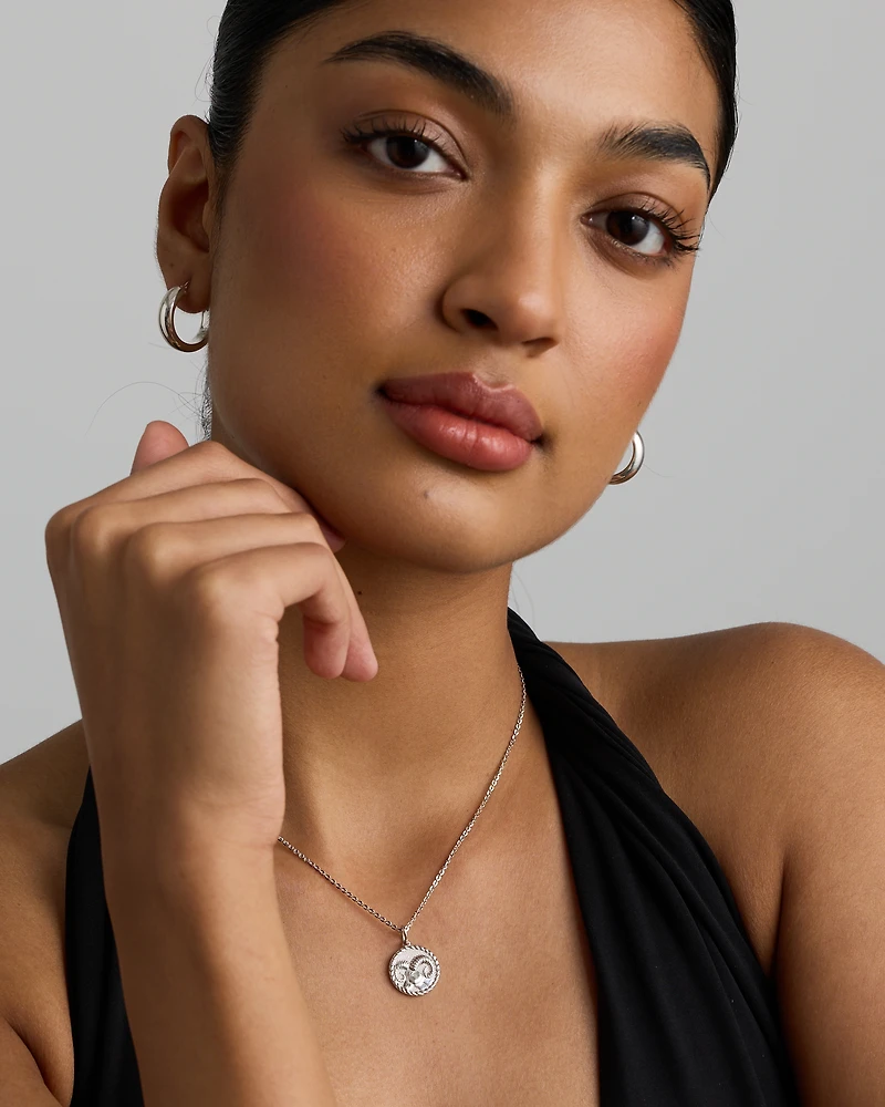 Pendentif zodiaque Bélier avec accents de diamants en argent sterling