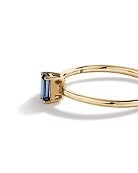 Pear-Cut White Sapphire and Emerald-Cut London Blue Topaz Toi Et Moi Ring in 10kt Yellow Gold