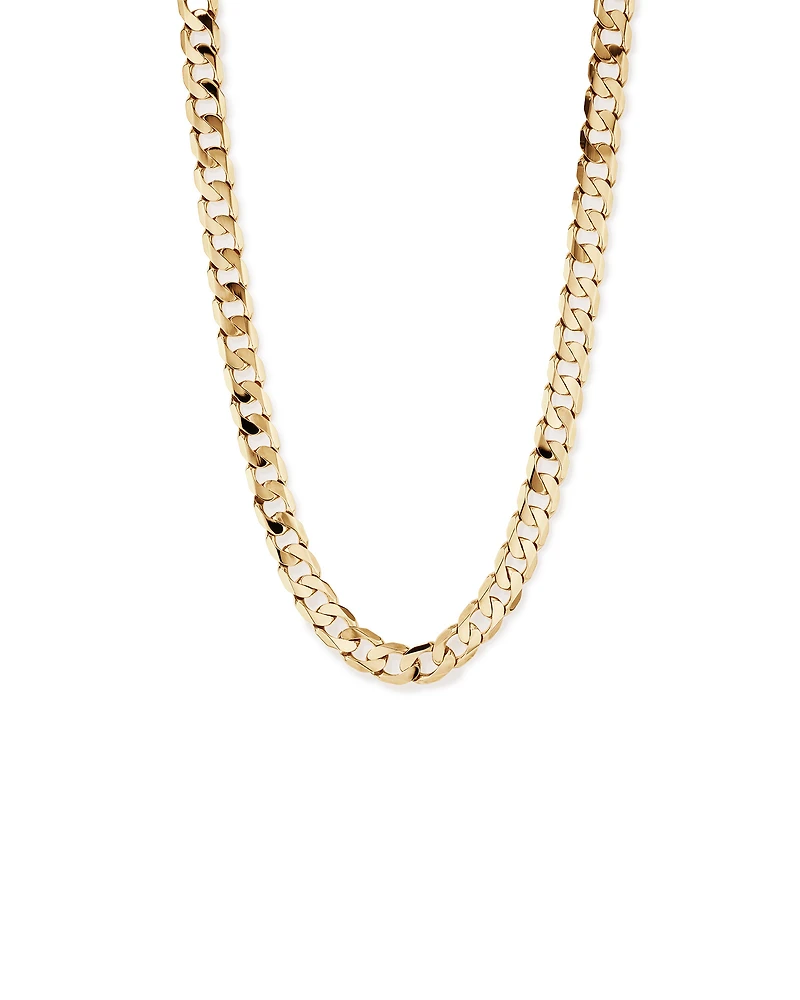 55cm (22") 13mm Width Solid Flat Bevelled Curb Chain in 10kt Yellow Gold