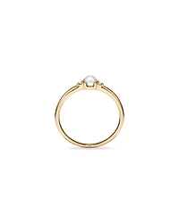 3 Stone Ring with Cultured Freshwater Pearl & Diamonds in 10kt Yellow Gold