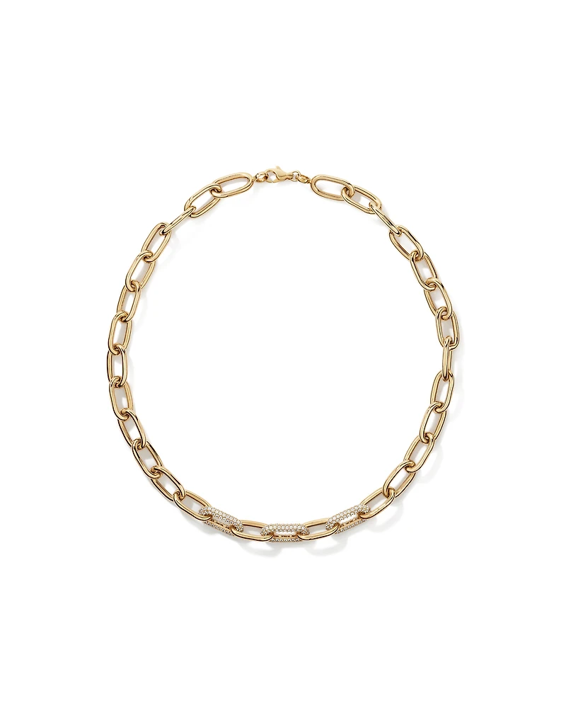 Pavé Luxe Links Necklace in 18kt Vermeil