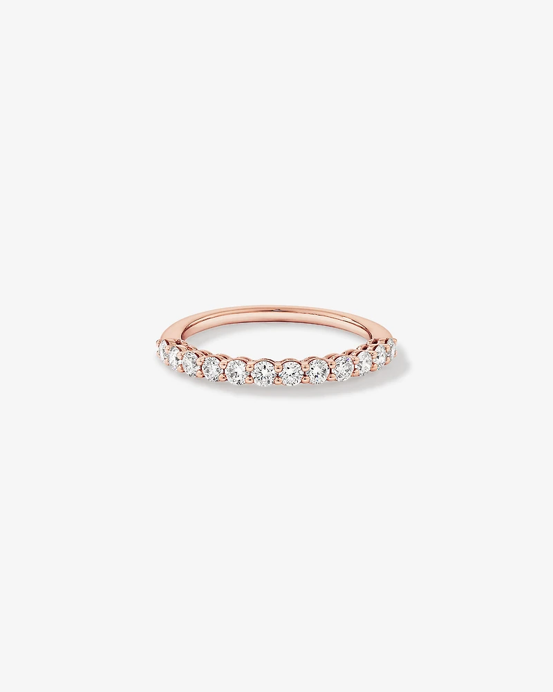0.60 Carat TW Claw Set Round Brilliant Laboratory-Grown Diamond Wedding Ring in 14kt Rose Gold