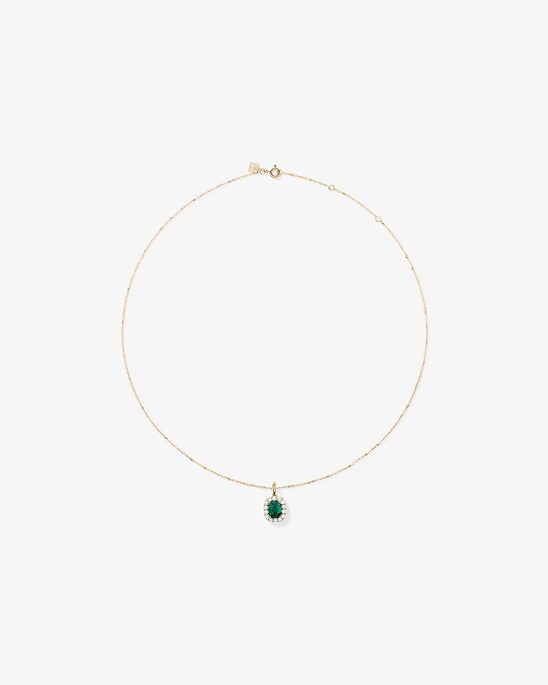 Created Emerald & .50 Carat TW Laboratory-Grown Diamond Halo Ring in 10kt Gold