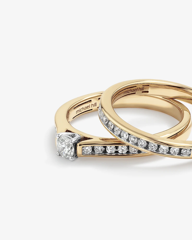 Ensemble de mariée avec 0,50 carat TW de diamants en or jaune et blanc 14kt