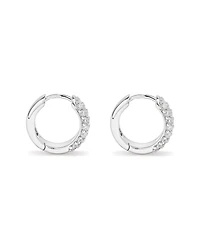 Boucles d'oreilles huggie croix en forme de coussin en zircon cubique en argent sterling