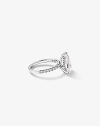 Bague de fiançailles en diamant taillé poire 3,50 carats or blanc 18 taillée