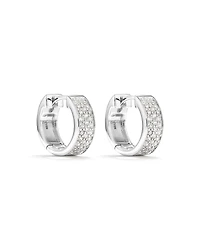 Reversible Huggie Earrings With Cubic Zirconia In Sterling Silver