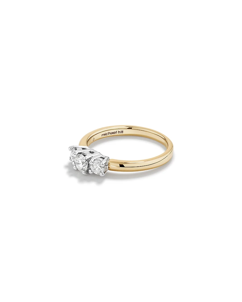 0.50 Carat TW Three Stone Round Brilliant Diamond Engagement Ring in 14kt Yellow and White Gold