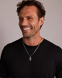 Black Diamond Ankh Pendant in Sterling Silver