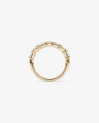 1.05 Carat TW Prong Set Emerald and Oval Cut Lab-Grown Diamond Wedding Band in 14kt Yellow Gold