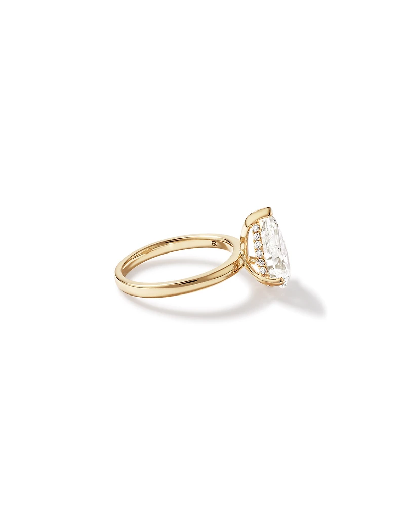 Bague solitaire en or jaune 18 carats avec diamant taille poire de 3,10 carats, cultivé laboratoire