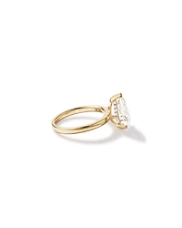 Bague solitaire en or jaune 18 carats avec diamant taille poire de 3,10 carats, cultivé laboratoire