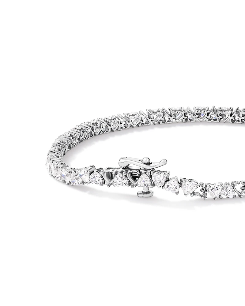 6.60 Carat TW Laboratory-Grown Diamond Heart Tennis Bracelet in 10kt White Gold