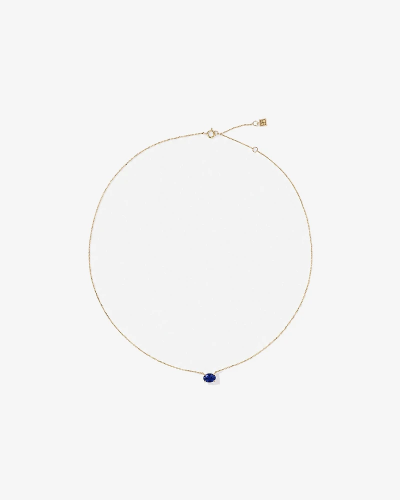 Oval East-West Sapphire Necklace in 10kt Yellow Gold