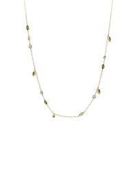 Collier en or jaune 10 K à tourmalines vertes et à diamants totalisant 0,14 ct