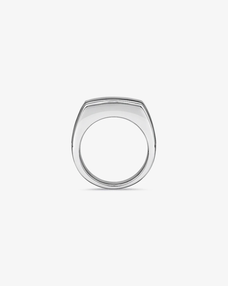 Men's Black Onyx Gemstone Rectangle Signet Ring in Sterling Silver