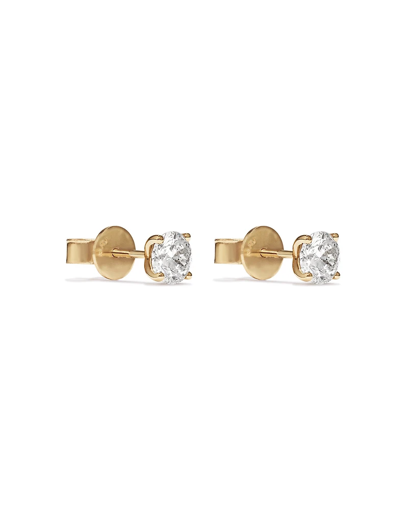 1.00 Carat TW Diamond Solitaire Stud Earrings in 18kt Yellow Gold