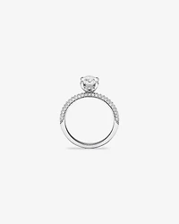 1.95 Carat TW Oval Cut Laboratory-Grown Diamond Solitaire Side Accent Engagement Ring 14kt Gold