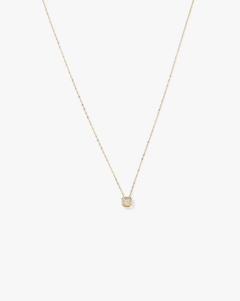 0.18 Carat TW Laboratory-Grown Asscher Cut Diamond Necklace in 10kt Yellow Gold