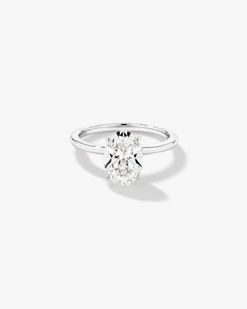 Bague de fiançailles ovale TW 2 carats en diamant solitaire cultivée laboratoire or blanc 14