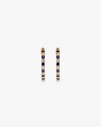 0.22 Carat TW Diamond and Created Sapphire Huggie Hoop Earrings in 10kt Yellow Gold