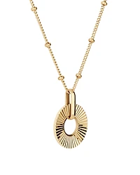 Sunray Open Circle Pendant Station Necklace in 10kt Yellow Gold