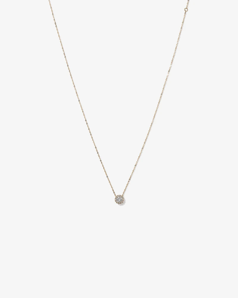 0.50 Carat TW Round Brilliant Laboratory-Grown Diamond Halo Pendant in 10kt Yellow Gold