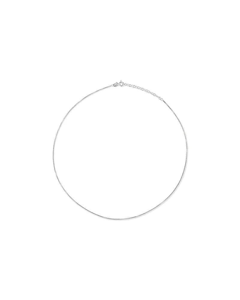 50cm (20") 1.25mm Width Round Box Chain Necklace in Sterling Silver